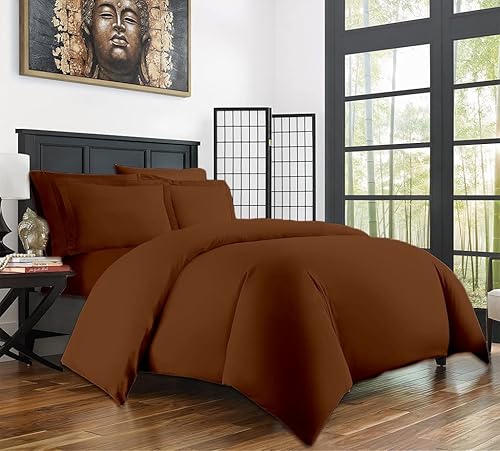 Miniatura 15 de Funda de edredón de 600 hilos de 98 x 98 pulgadas, 100% algodón egipcio con cierre de cremallera y lazos en las esquinas, patrón sólido, 1 funda