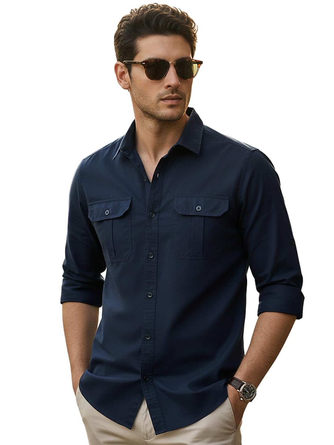 Urbano Fashion Men’s Cotton Full Sleeve Regular Fit Casual Solid Shirt