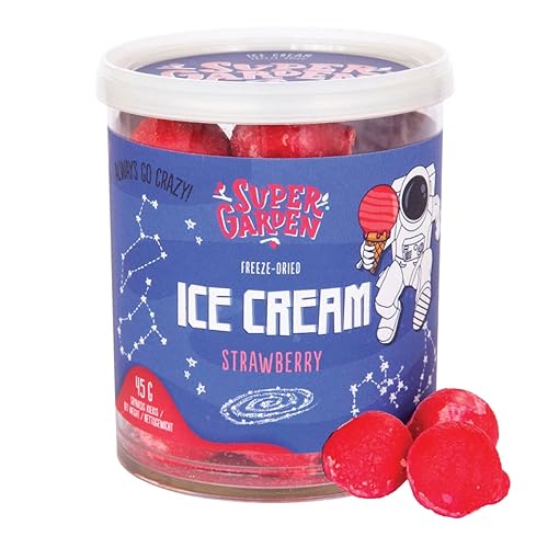 Super Garden Caramelos de helado de fresa liofilizados con glaseado, sabroso helado liofilizado, paquete de dulces liofilizados, sabrosos aperitivos