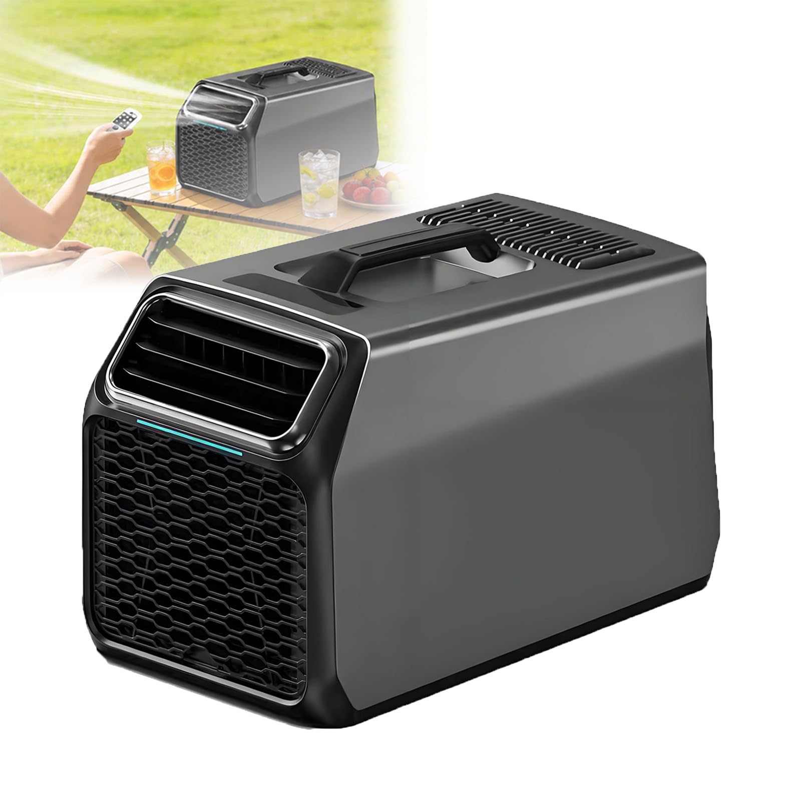 EpyGnom Portable Tent Air Conditioner, Fast Cooling Consumption Air Conditioners Dehumidifier, Remote Control, Compact AC Unit for Camping Tent, RV, Truck, Boat,Van and Fishing Grey-1400W
