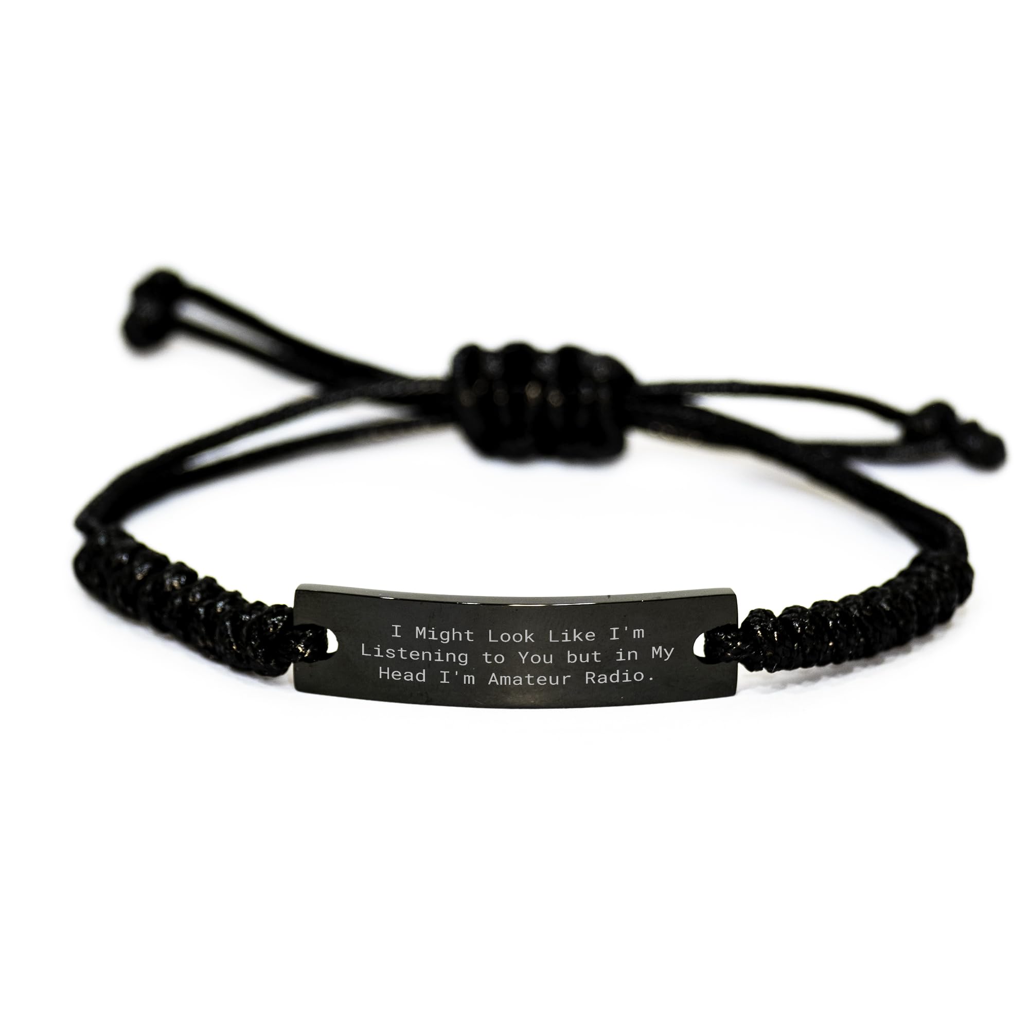 Funny I'm Listening to Amateur Radio in My Head Adjustable Black Stainless Steel Rope Valentine's Unique Gift for Him from Wife