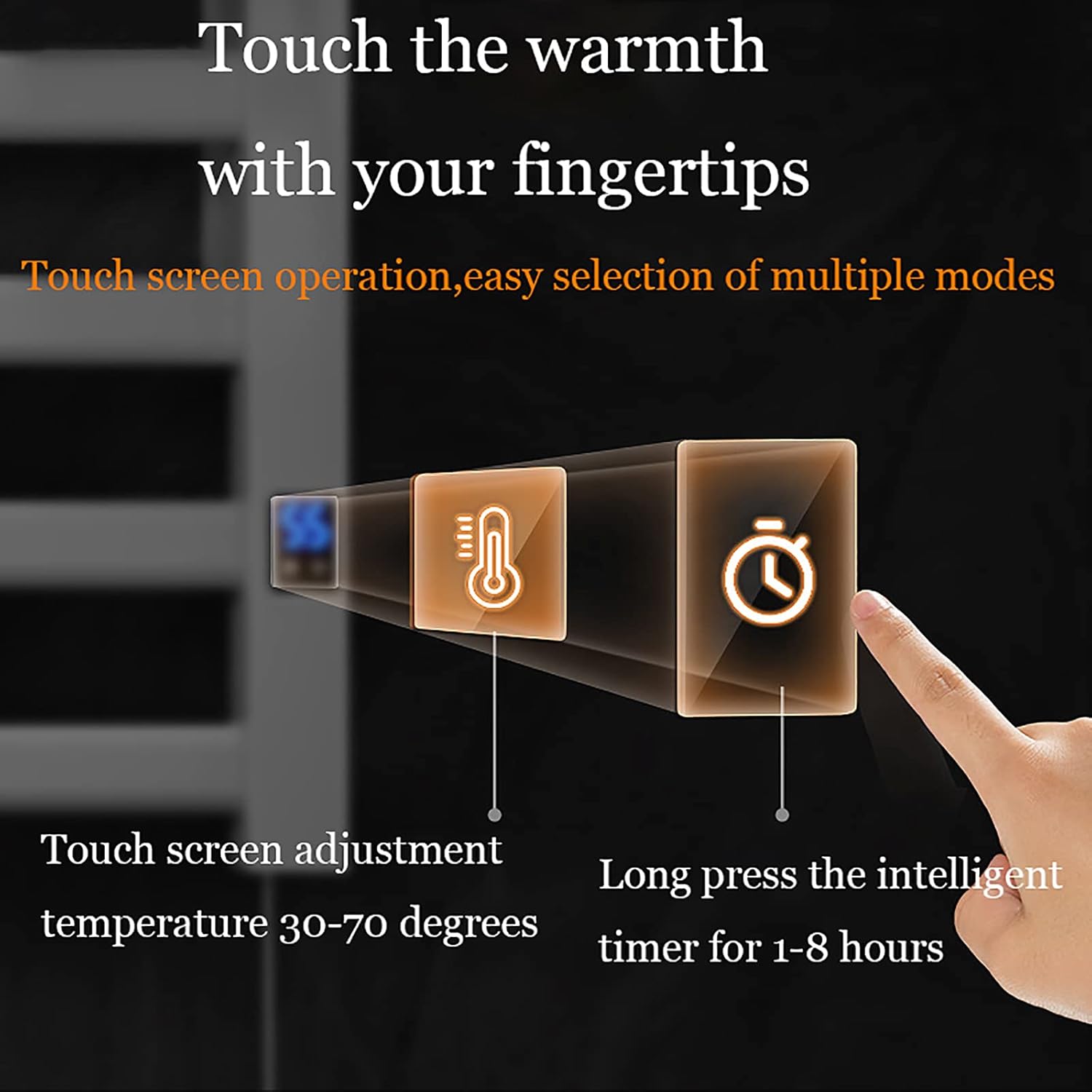 Heated Towel Warmer Racks with Timer Wall Mounted Electric Towel Warmer Rack 5 Bars Smart Electric Towel Rack Heated Towel Rails 100W Towel Dryer