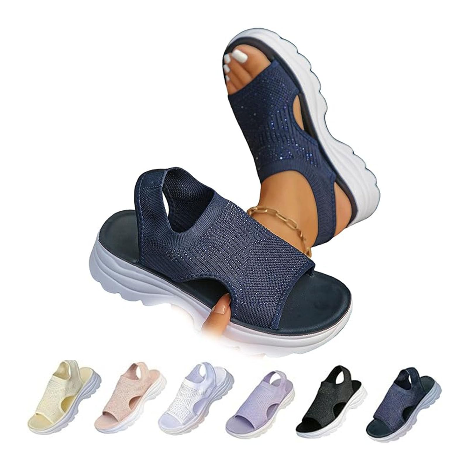 Sandalias ortopédicas para mujer, zapatos de playa para mujer, azul oscuro