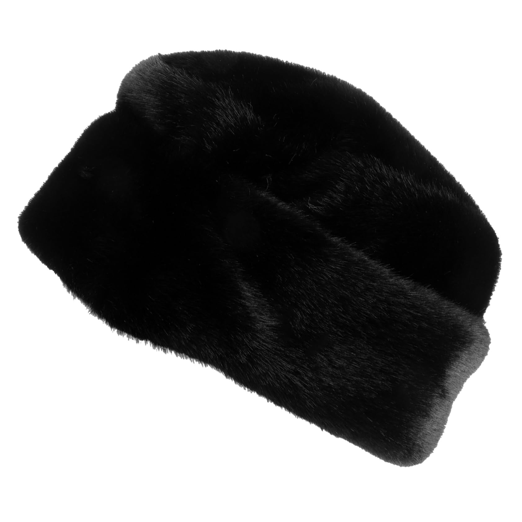 TOGEVAL Faux Fur Hat Men Mens Russian Style Warm Hat for Men Outdoor Casual Cap Black