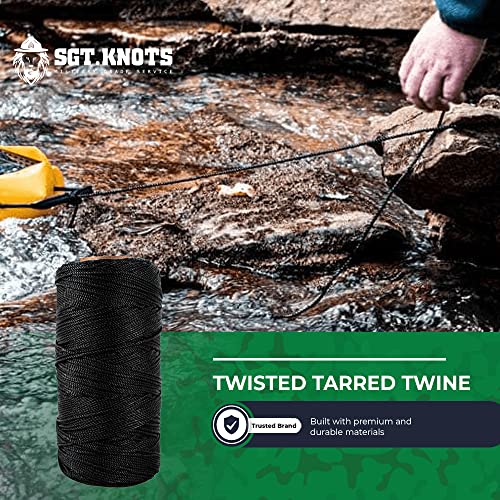 Sgt Knots Tarred Twine - 100% Nylon Bank Line For Bushcraft, Netting, Gear Bundles, Construction, Lacing Twisted Cord, Weatherproof | #36-1 Lb #TOP6