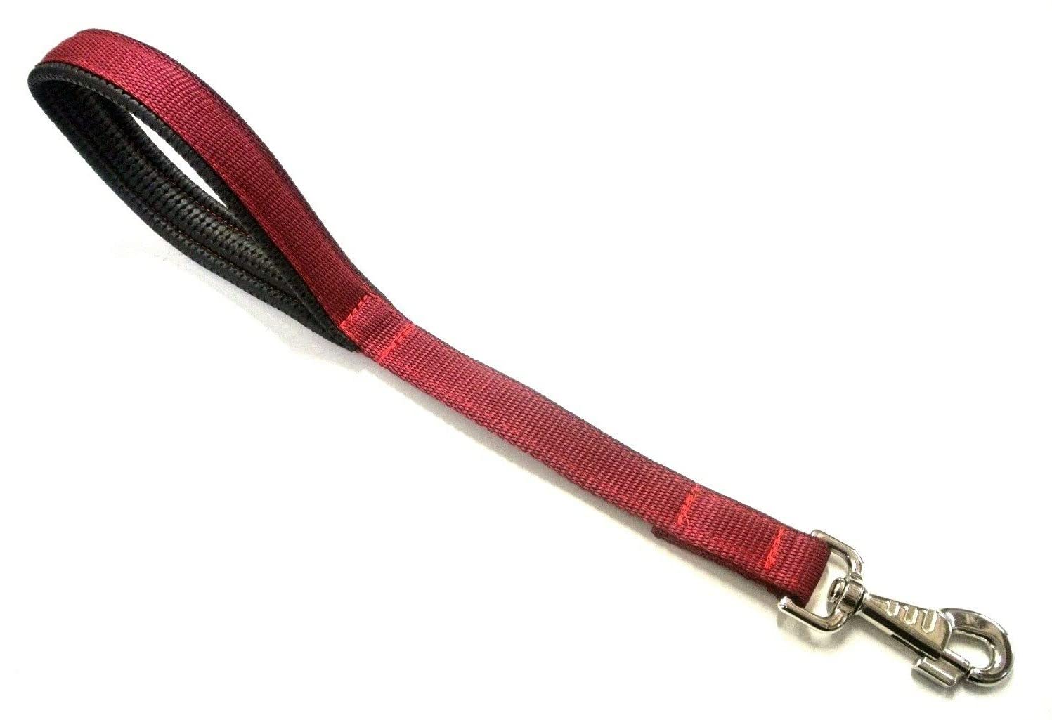 20" Padded Handle Dog Lead Short Close Control Traffic Training Leash Quick Grab Handle 25mm Webbing (Burgundy)