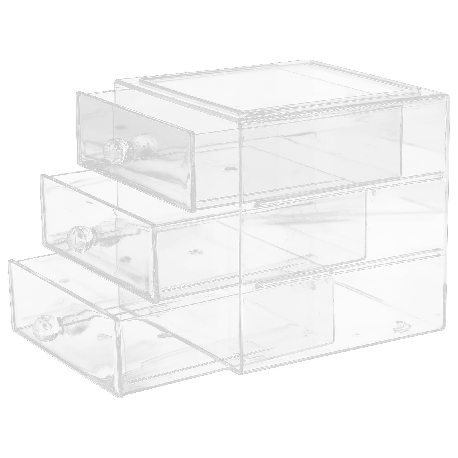 Caja de Cosméticos de Escritorio de Acrílico 3 Niveles con Cajones