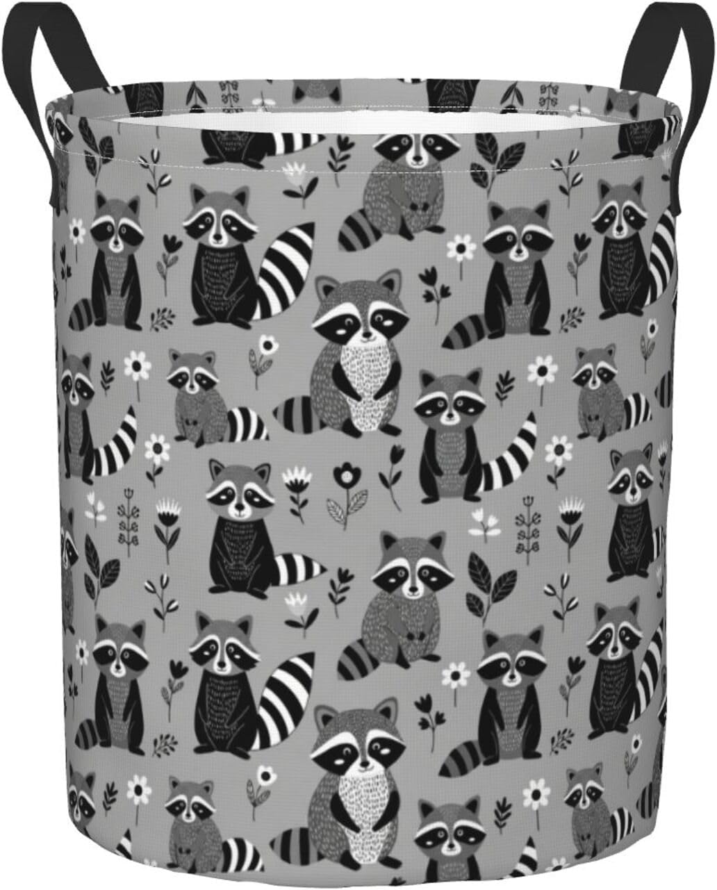 Cartoon Animals Raccoon Collapsible Laundry Basket with Handle Waterproof Fabric Hamper Laundry Storage Baskets Organizer Large Bins for Dirty Clothes,toys,Bathroom