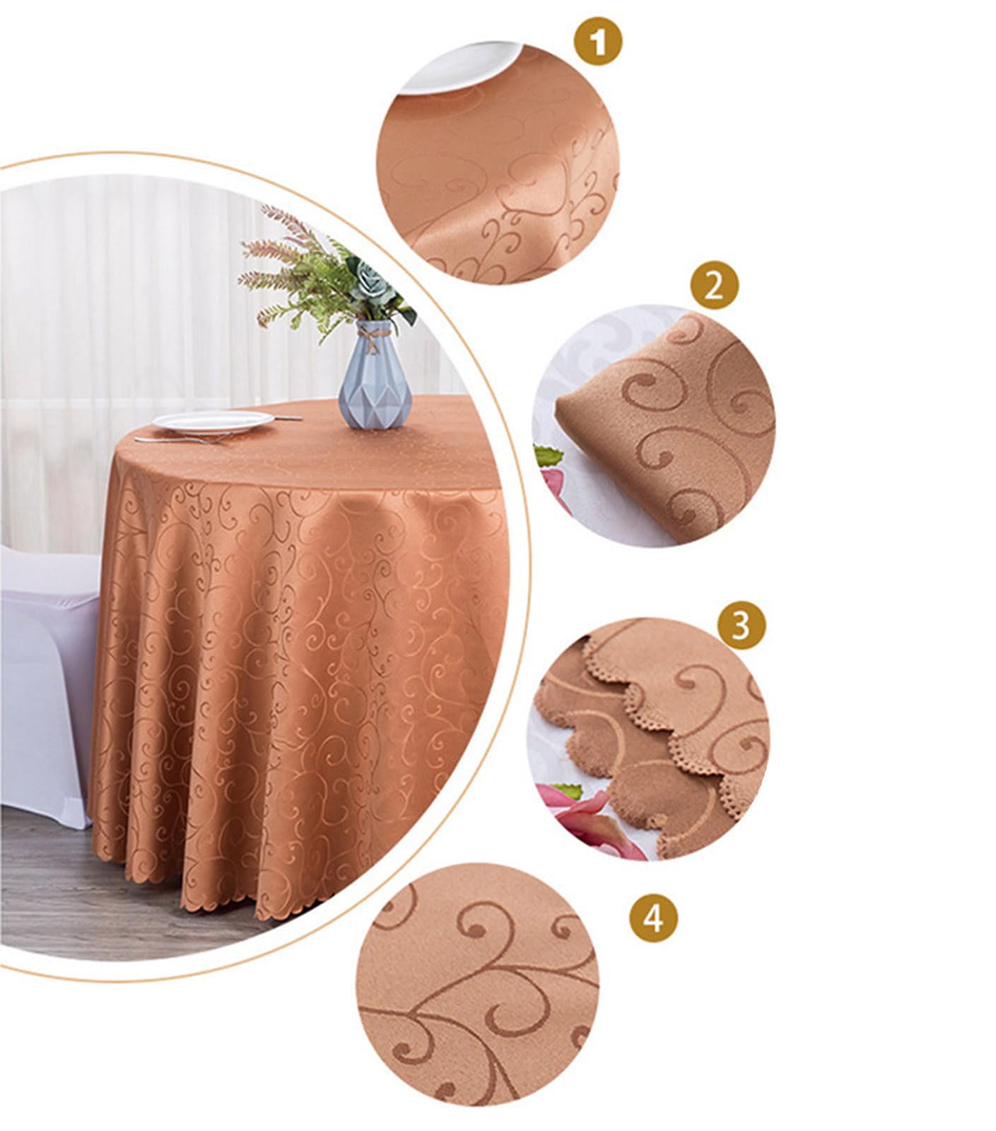 Poliéster Mantel Redondo Diámetro 160cm-320cm Hoteles Restaurantes Eventos y Fiestas Mantels Beige Diámetro 200cm