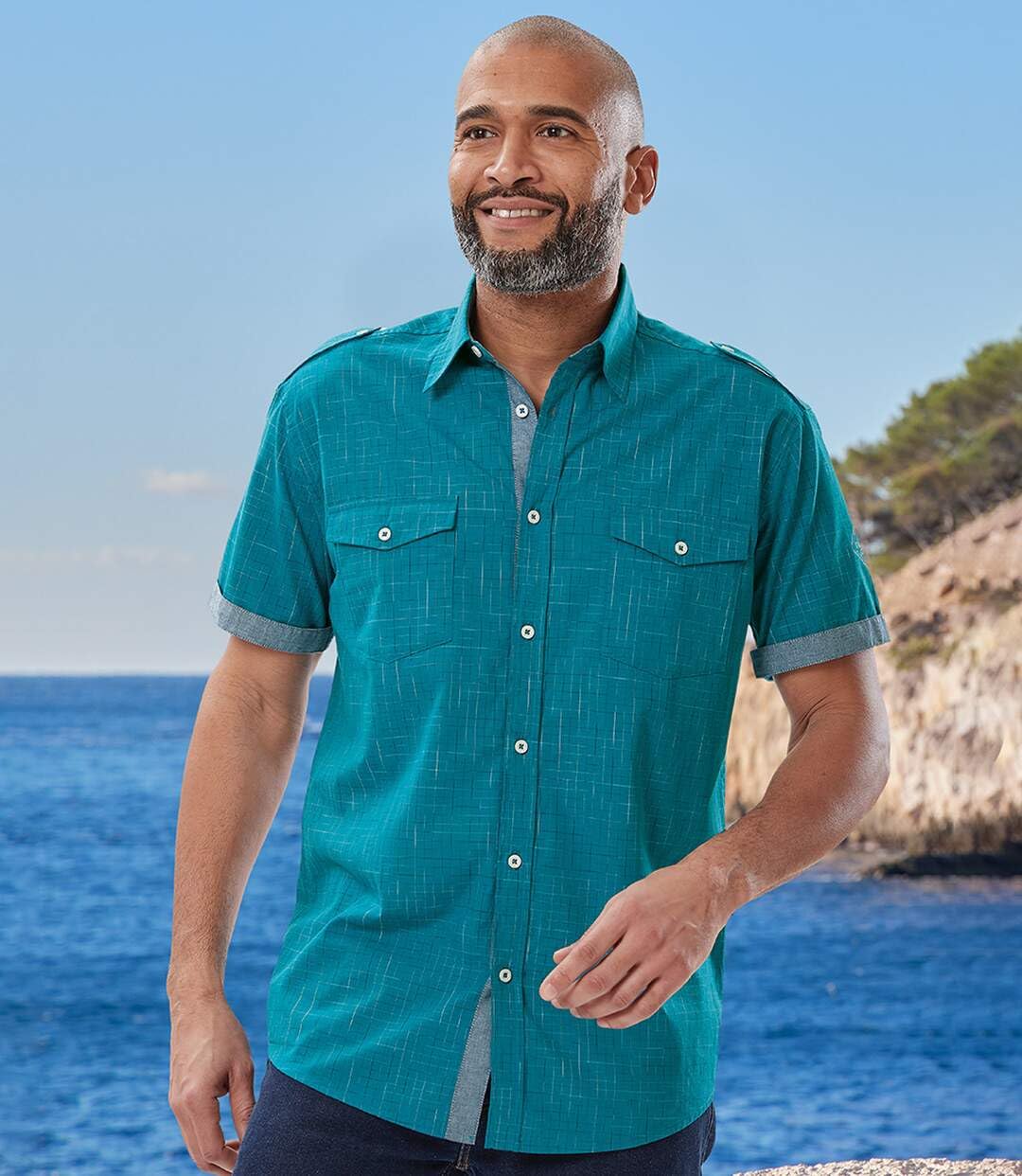 ATLAS FOR MEN - Chemise Légère Homme - Manche Courte - Chemisette d'été - Disponible en Grandes Tailles du M au 5XL