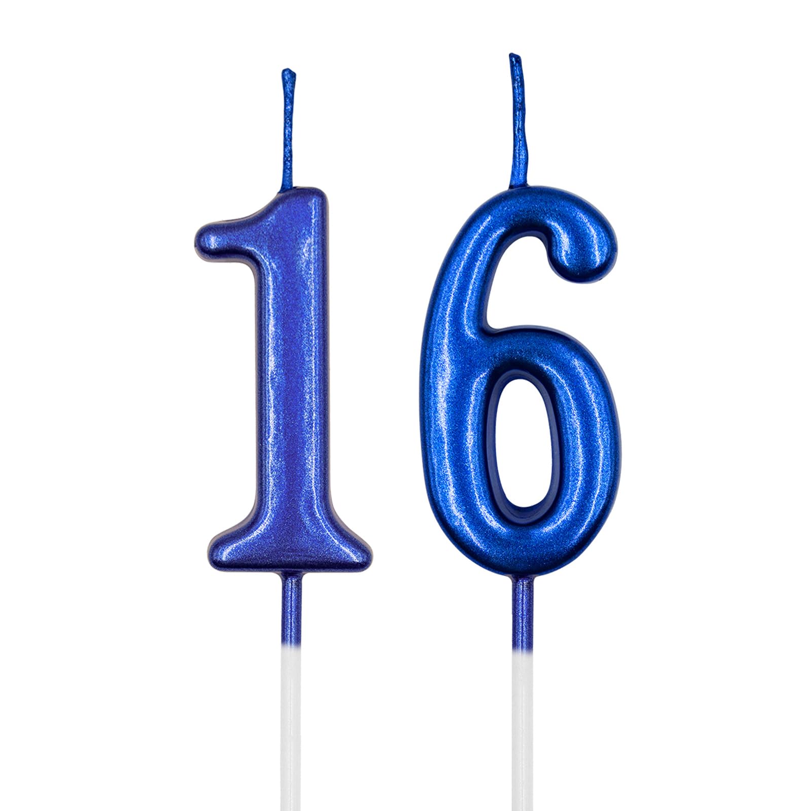 Amazon.co.jp: 16歳&61歳の誕生日キャンドル、ブルーナンバー16
