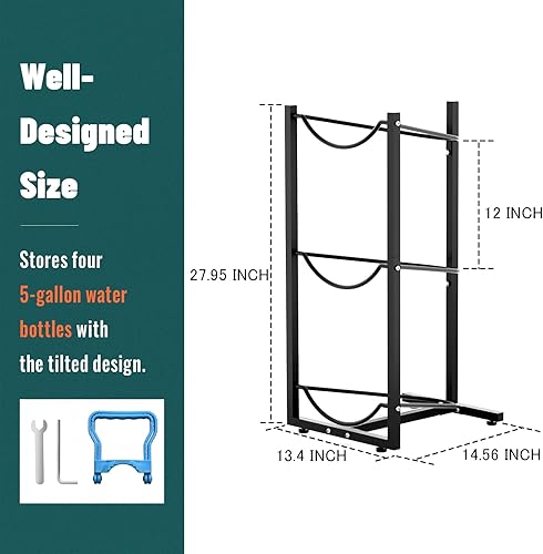 Miniatura 5 de MYLOLF Soporte para jarra de agua de 5 galones soporte para jarra de agua de 3 niveles para dispensador de agua de 5 galones, organizador de