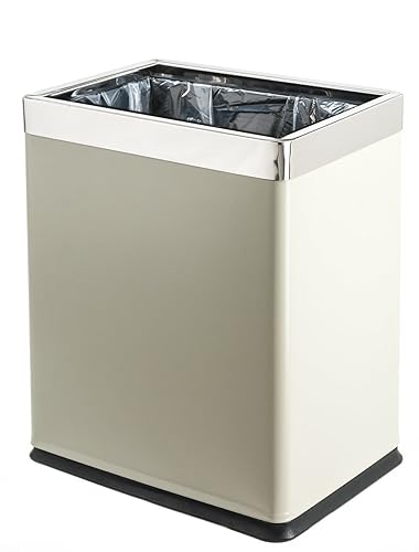 Cubo de basura de metal con parte superior abierta "Invisi-Overlap", papelera de oficina pequeña, decoración moderna del hogar, forma rectangular