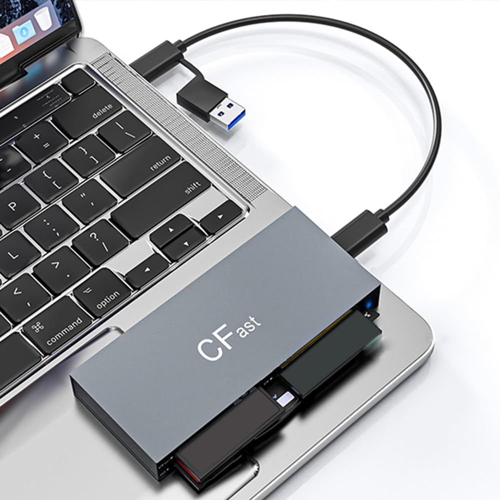 CFast czytnik kart USB C, wielofunkcyjny czytnik kart 6 w 1, 5 Gb/s, do czytnika kart CFast/CF/MS/SD/TF/XD