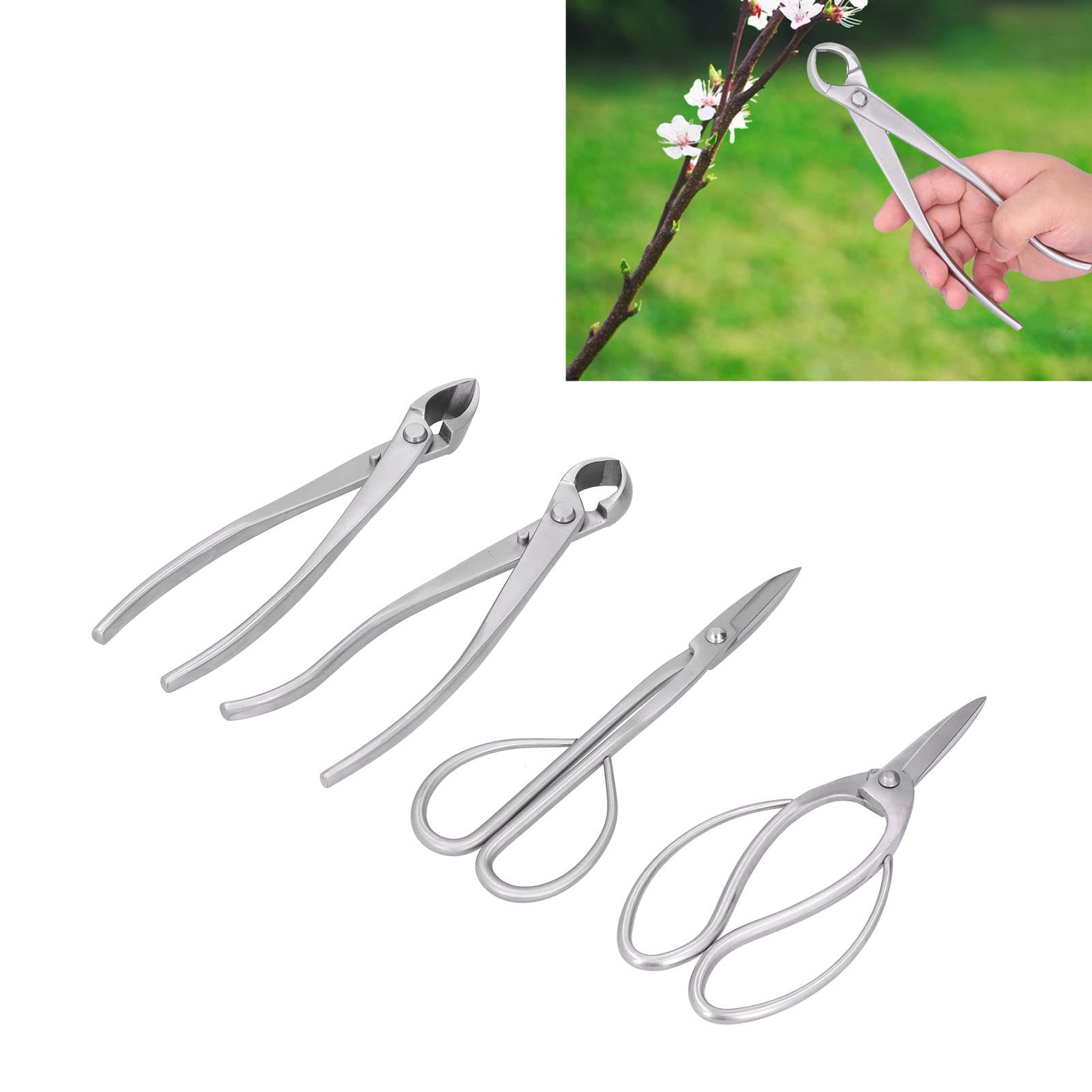 Set di strumenti professionali per bonsai Pomello concavo in acciaio inossidabile Cesoie da potatura Forbici Kit da giardinaggio per appassionati di bonsai Giardinieri Acci