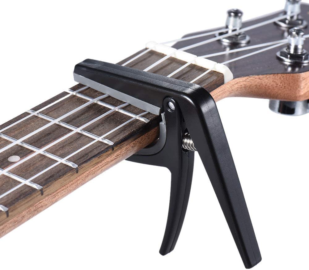 Gitarren-Stimmgerät, professioneller Einhand-Kapodaster mit Schnellwechsel, Kunststoff, Stahl, Schwarz