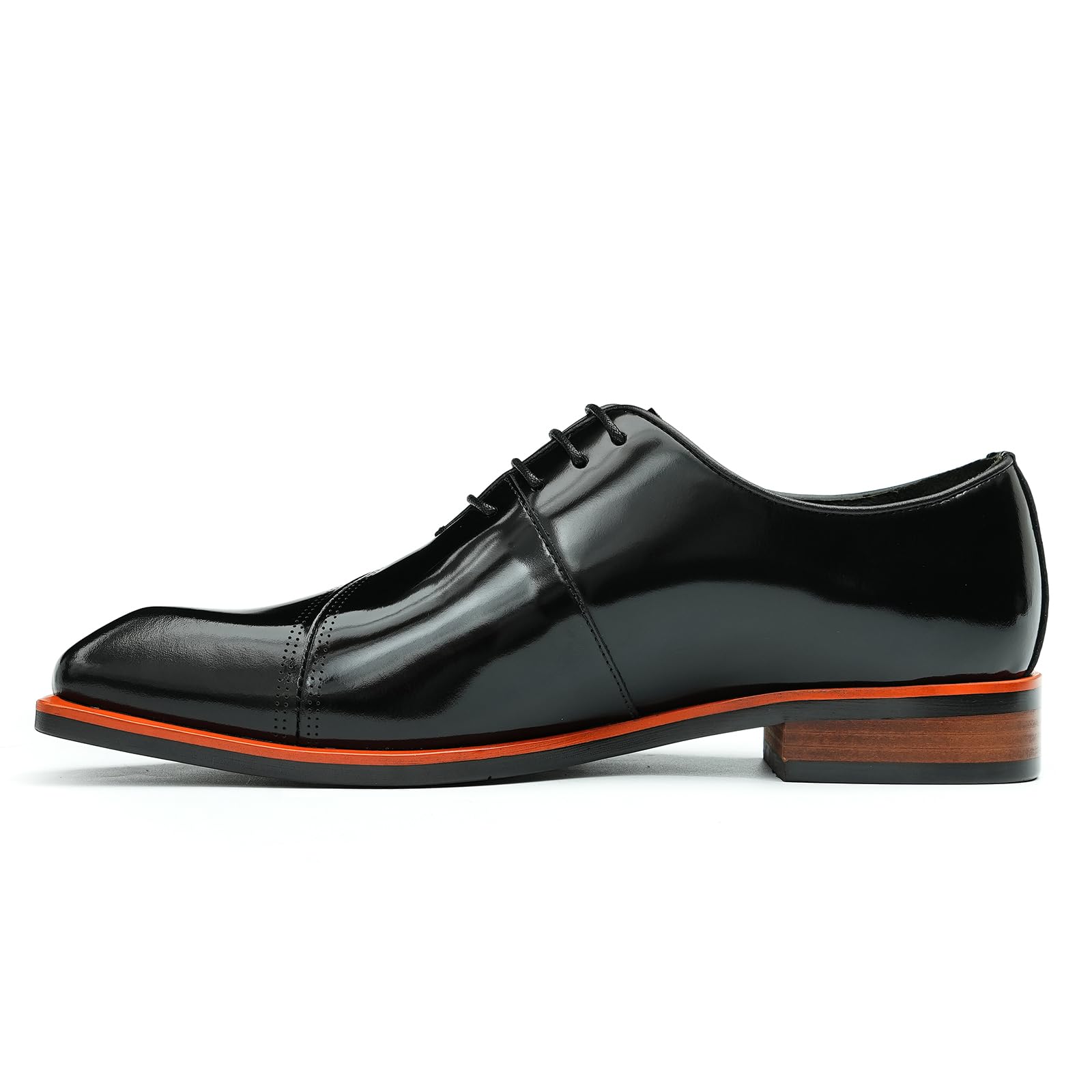 Genérico Oxfords Formales en Cuero Charol para Hombre Zapatos de Vestir Pulidos Puntera Cuadrada Zapatos Bajos con Cordones