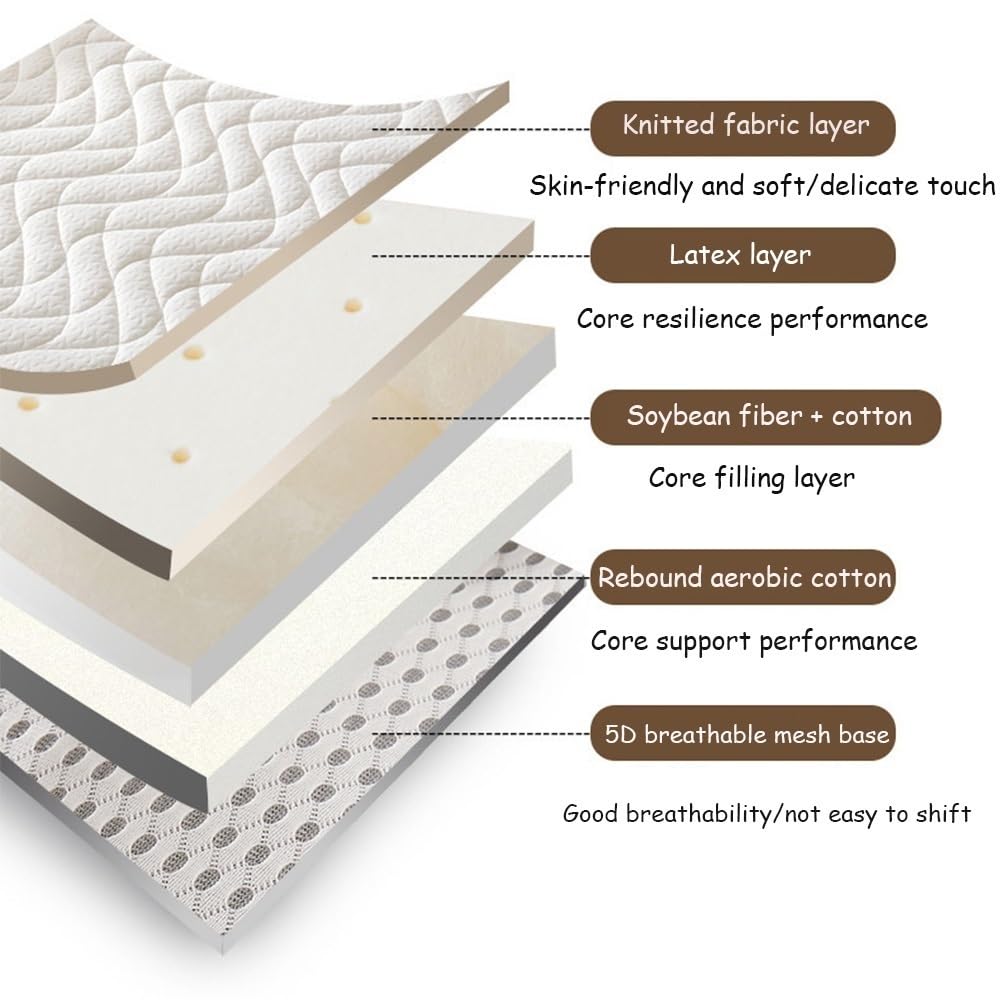 Materasso futon giapponese queen size in fibra di soia in lattice ispessito pieghevole arrotolabile tappetino per casa studente dormitorio letto a castello bianco 80 x 200 x 9 cm