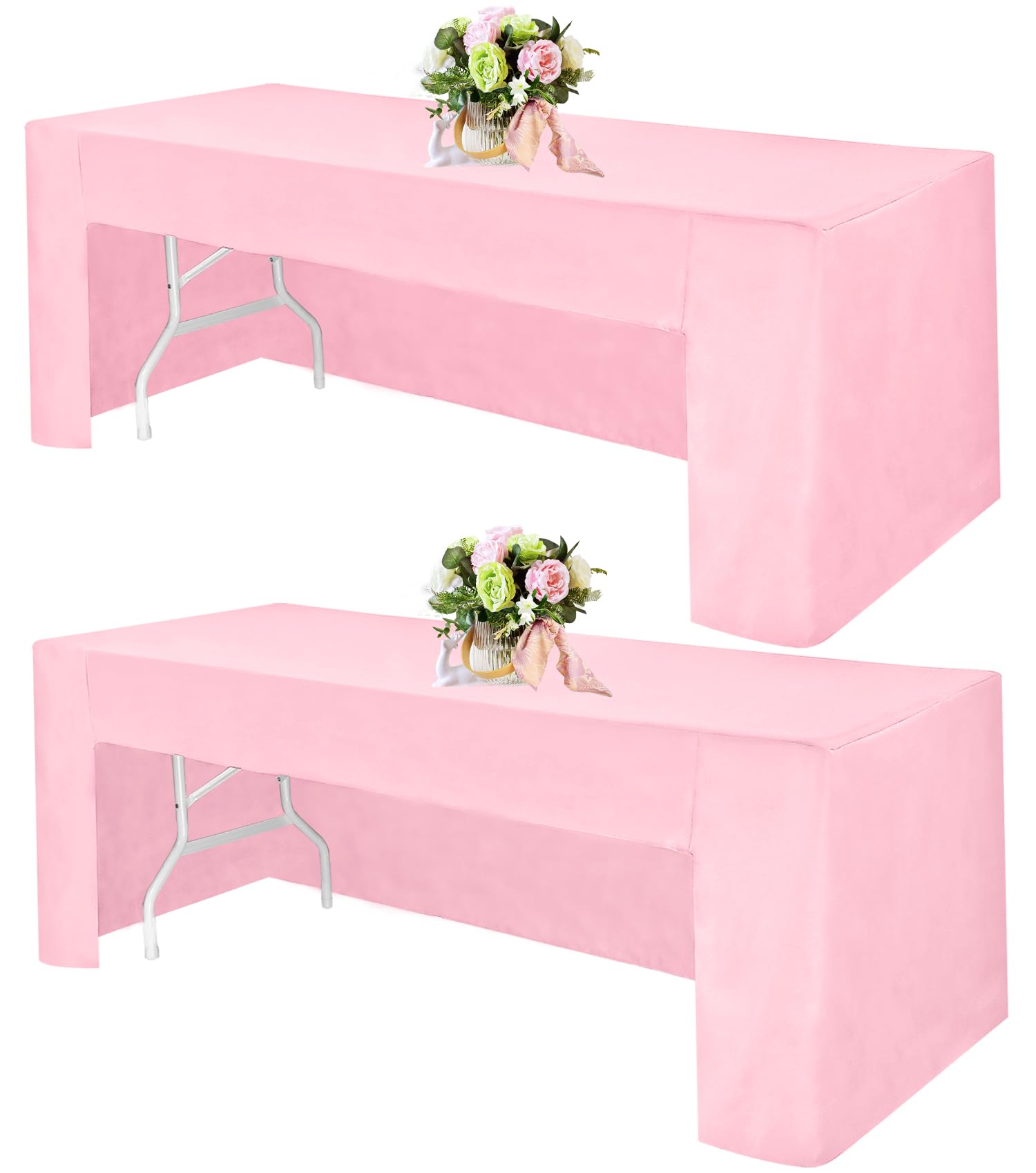 Polyester Poplin Fitted, Box Cover Tablecloth (Pink, 72