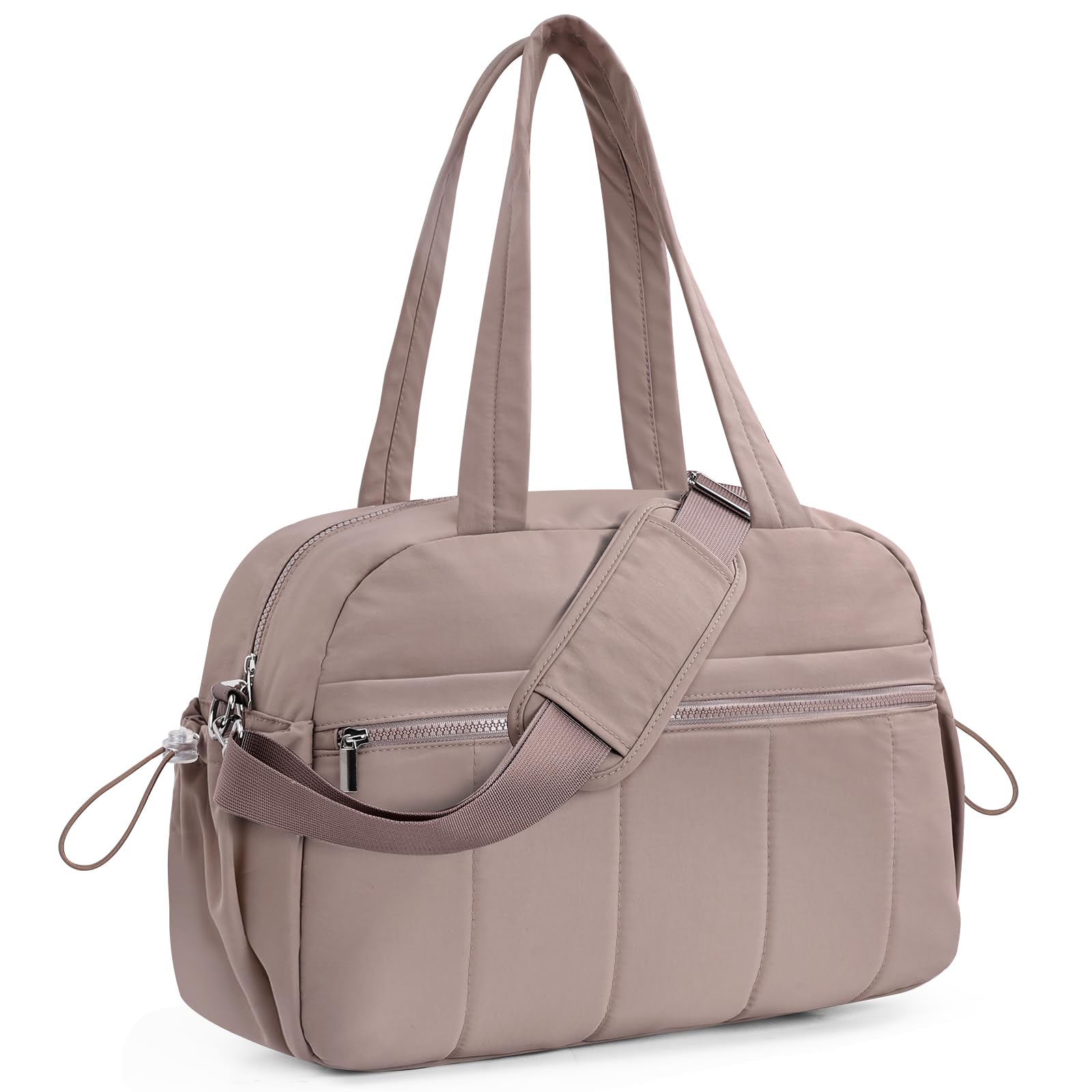 Sac de Sport 20L Femme Fille, Petit Sac de Voyage avec Séparation par Humide et Sèche, Sac Weekend Léger Souple, Sac Yoga pour Camping Voyage Fitness Natation Danse, Marron