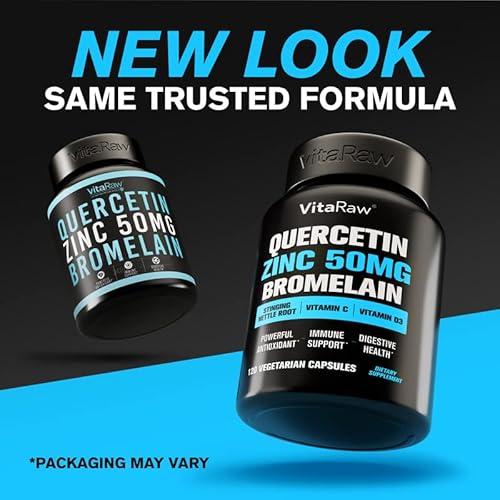 Vitaraw Quercetin With Bromelain 500Mg Capsules, Supports Immune Response, Joint Comfort, & Overall Wellness - Vitamin C, Zinc 50Mg, & Vitamin D3 5000 Iu - Immunity Health Pills Quercetin Bromelain Supplement thumb #4