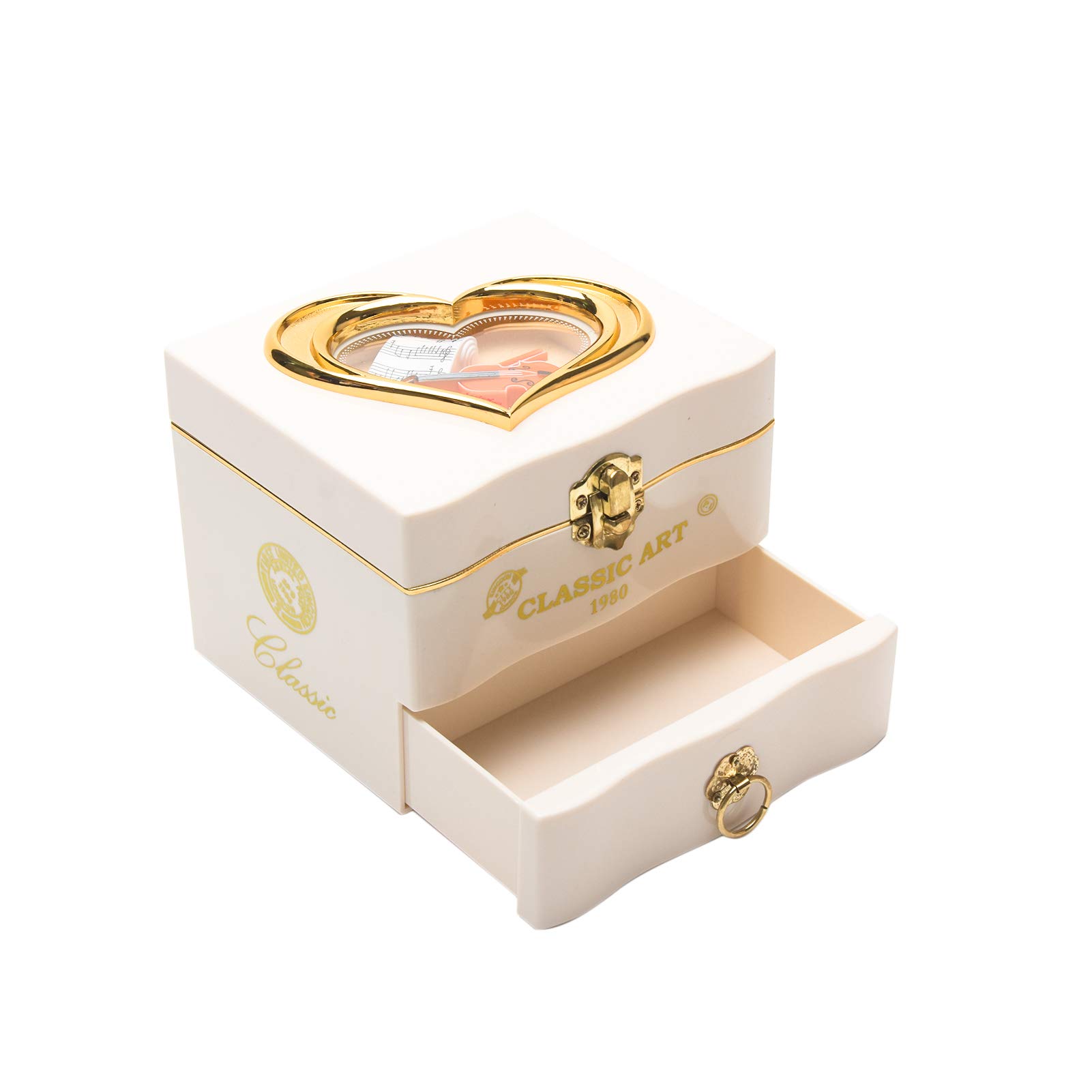 Faderr Scatola regalo di musica, Carillon rotante di nozze, Carillon musicale gioielli ballerina portagioie musicale cassetto di stoccaggio gioielli ballerina ornamenti ragazza musicale