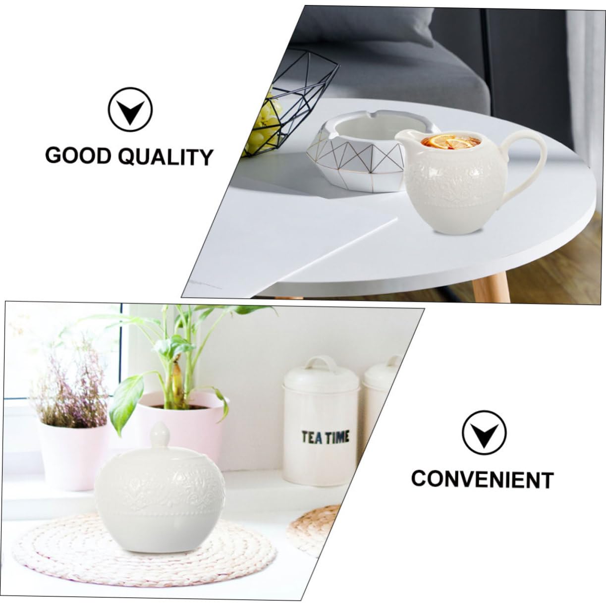 Juego de Azucarero y Hervidor de Leche Cerámico 2 Piezas, Contenedor Tapa y Diseño en Relieve, Color, Adecuado para Café y Uso Doméstico