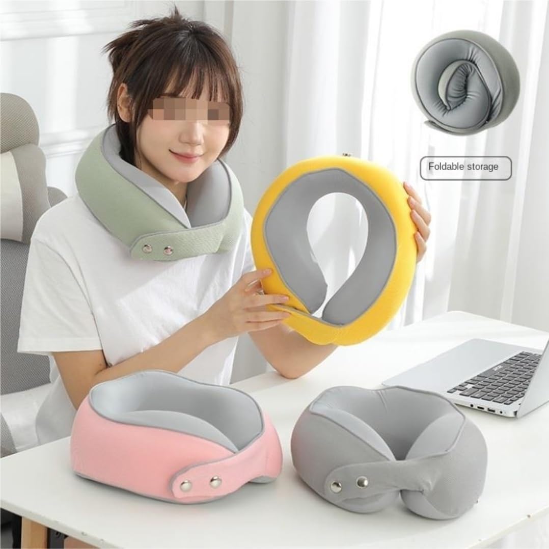 Cojín De Viaje Avión Almohada De Viaje Espuma Viscoelástica para El Cuello, Lavable, para Avión O Coche Coche Tren Oficina(Grey)