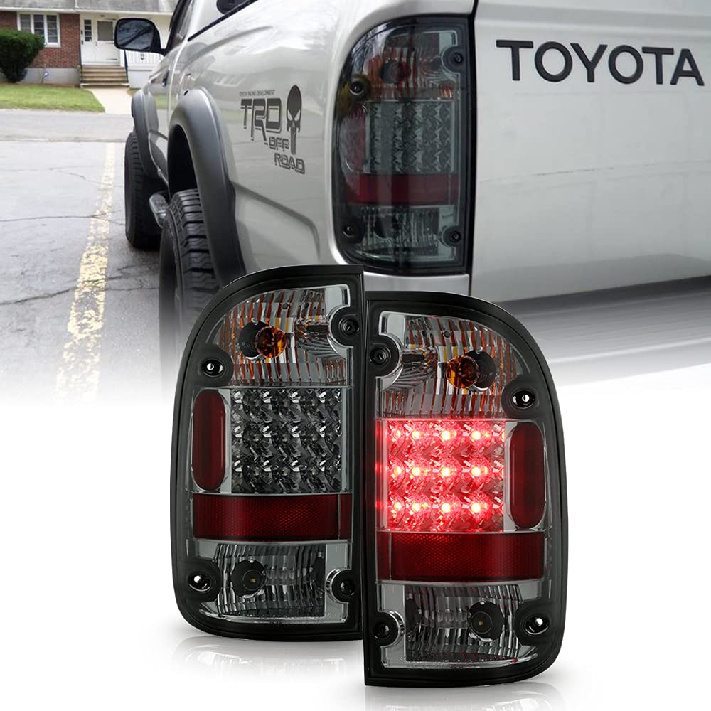 ACANII - Smoked Lens LED Tail Lights Brake Lamps Set Left+Right Replacement For 2001 202 2003 2004 Toyota Tacoma Pickup