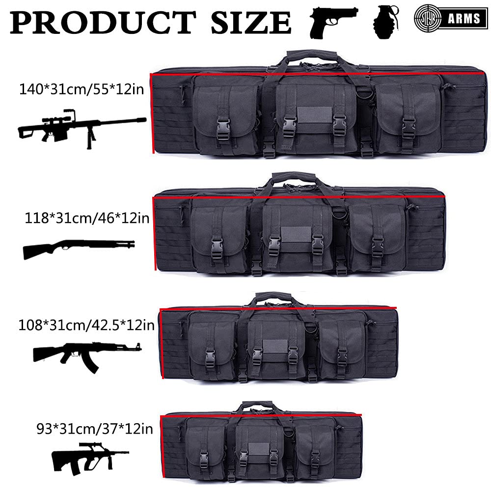 Funda Escopeta Caza,Funda para Carabinas Bolsa para Rifle Funda para Transporte De Armas,Bolsa TáCtica con Correa De Hombro Funda De Nylon para Caza Pesca,Black-108cm/42.5in