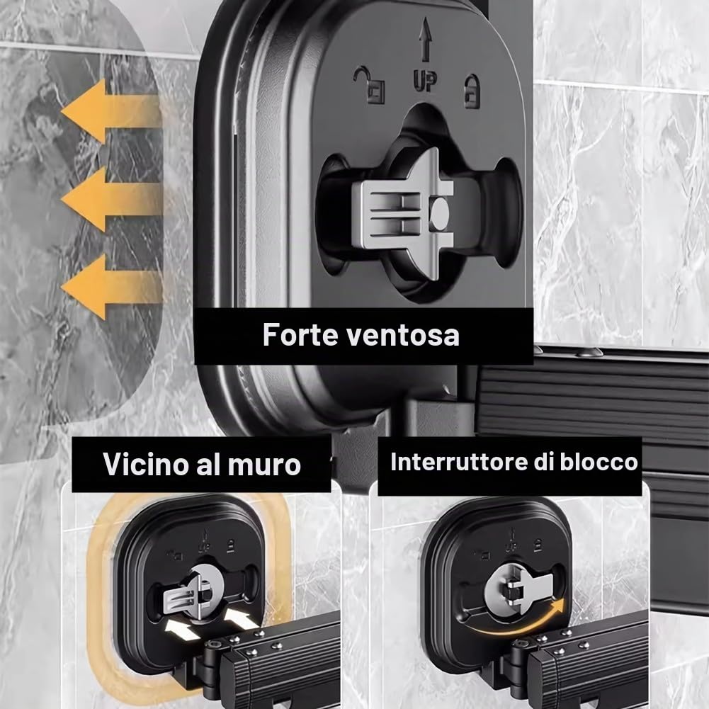 Mumusuki Stendibiancheria da Parete, Stendino da Parete Retrattile con Ganci, Portatile Stendino da Muro Girevole a 360° con Ventosa, per Balcone, Lavanderia, Bagno, Travel, Dormitorio, Idee Regali