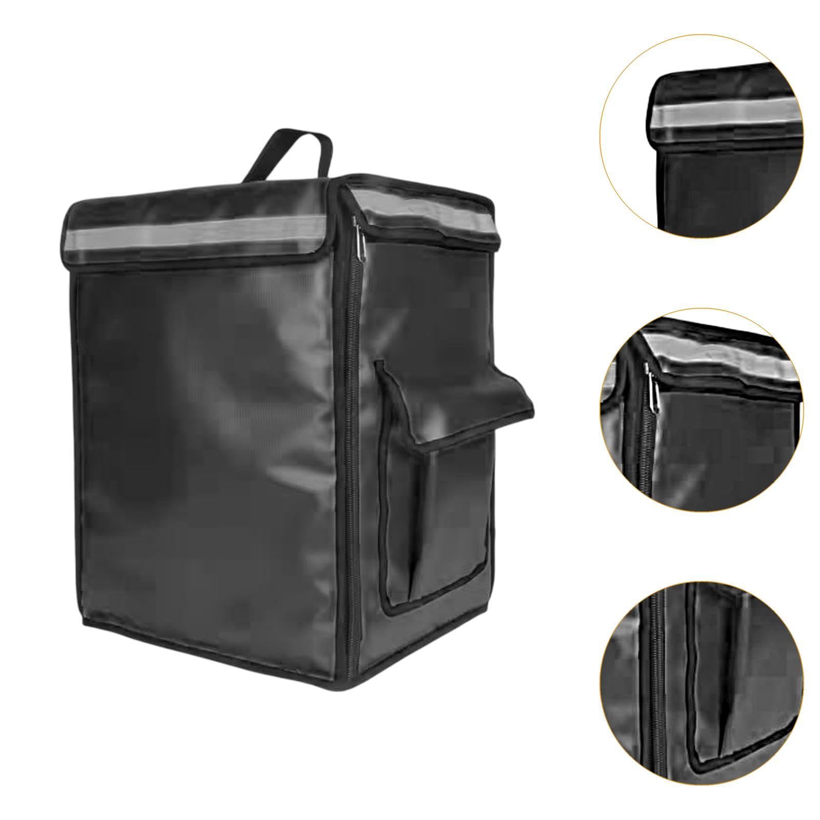 Bolsa Isotérmica para Reparto de Comida, Bolsa para Cajas de Pizza, Mochila para Comidas Calientes, Materiales Impermeables de Oxford Y Aluminio, Negro, Individual