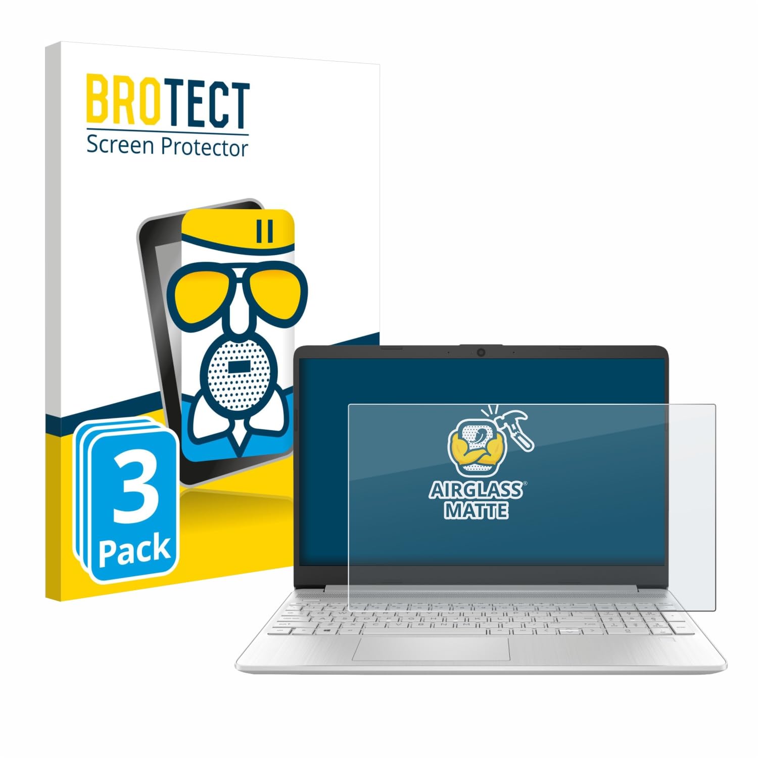 brotect 3 Pezzi Pellicola Vetro per HP 15s-fq2000 | Opaca Protezione Schermo Made in Germany, Anti-Riflesso Durezza 9H Anti-Graffio