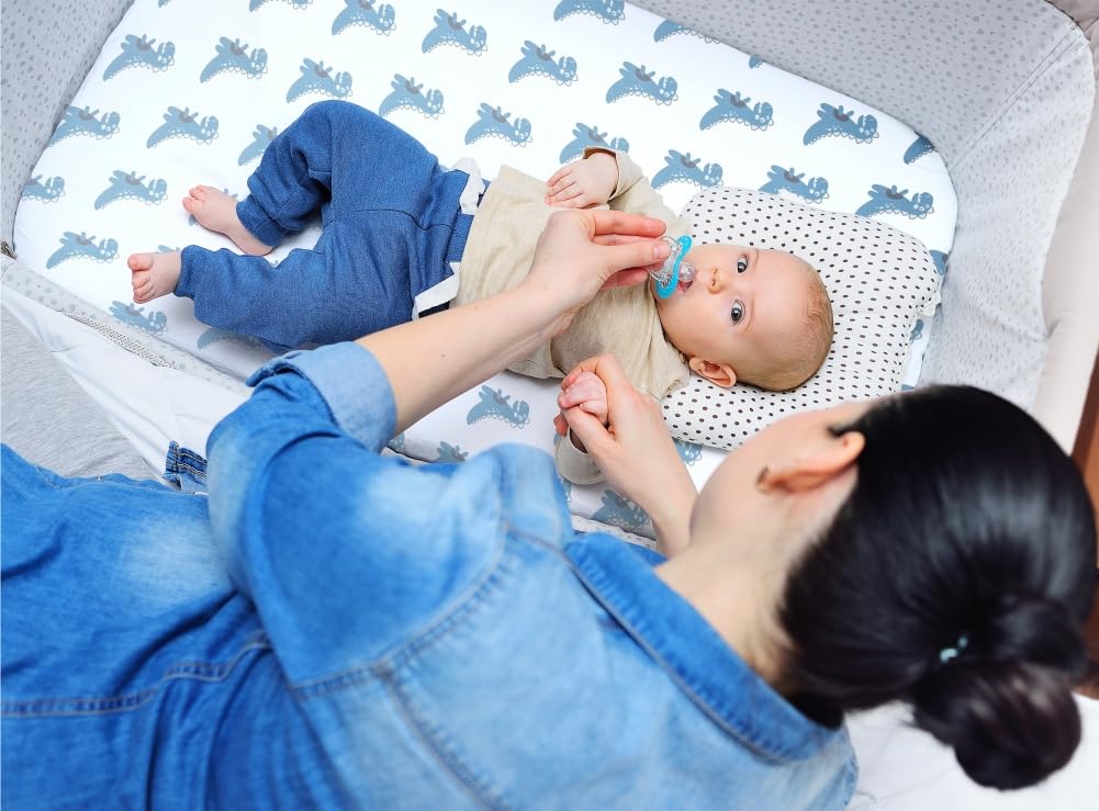 Paquete de 4 sábanas suaves para bebé niño, dinosaurio, estrella, nube, suave, poliéster, neutro, unisex, juego de sábanas bajeras para bebés y niños