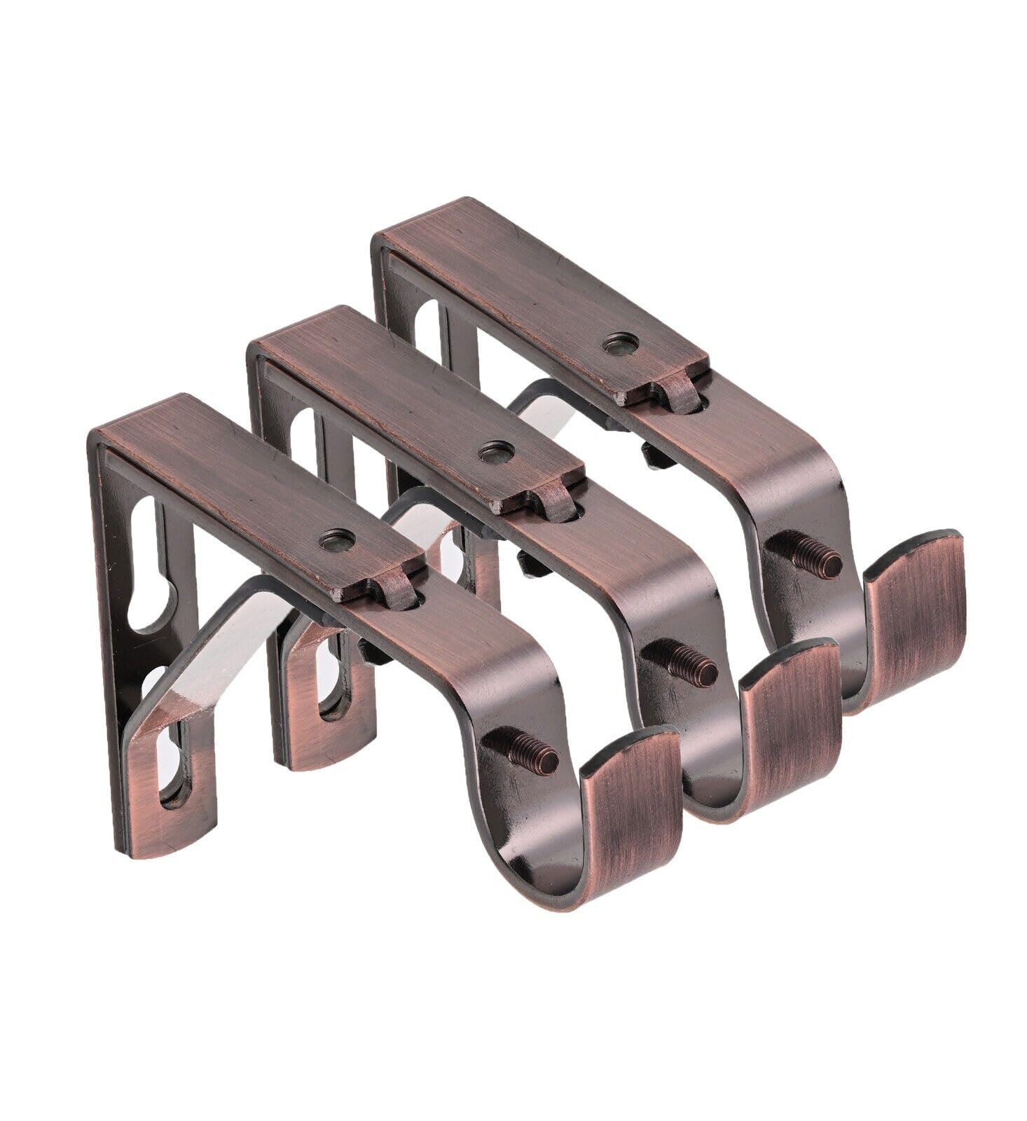 Lister Cartwright Antique Copper(Extendable Bracket) 19Mm Curtain Pole Brackets With Adjustable Screws Metal Finish (Pack Of 3)