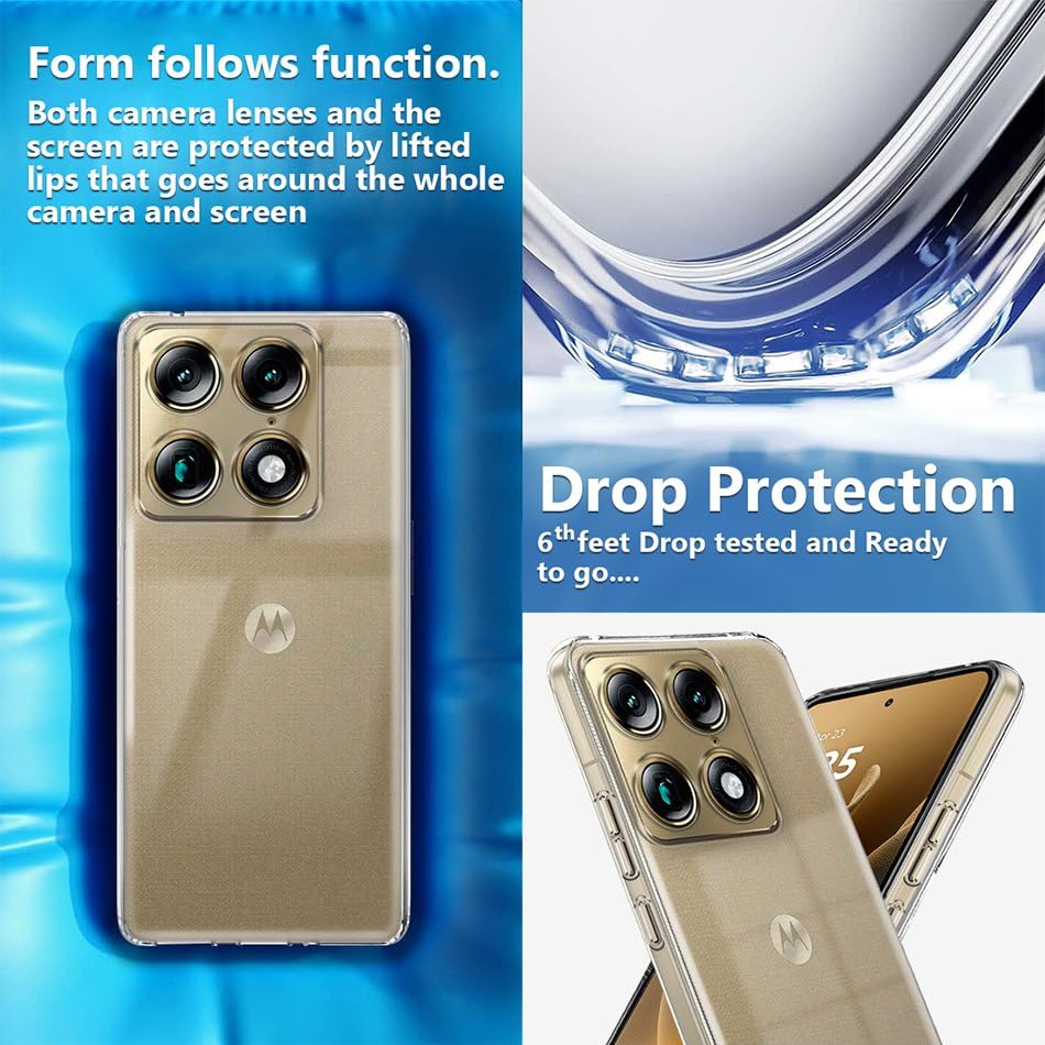 Image of Fashionury Crystal Clear Case for Motorola Signature 5G | Yellowing Resistance | Transparent TPU Silicone | Raised Camera Lips | Slim Transparent Cover