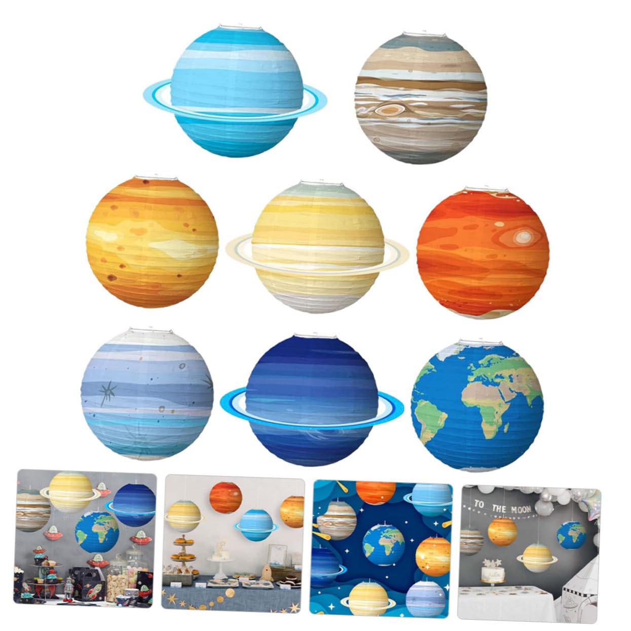 8 Stück Papierlaternen Aus Papier Sonnensystem Weltraum Partydekoration Für Kinder Geburtstag Klassenzimmer Planeten Hängelampen