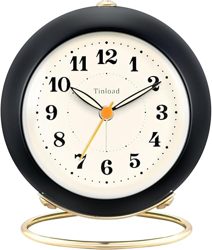 Reloj despertador analógico, reloj de escritorio pequeño de diseño retro simple con luz manual, funciona con pilas, repetición, para niños,