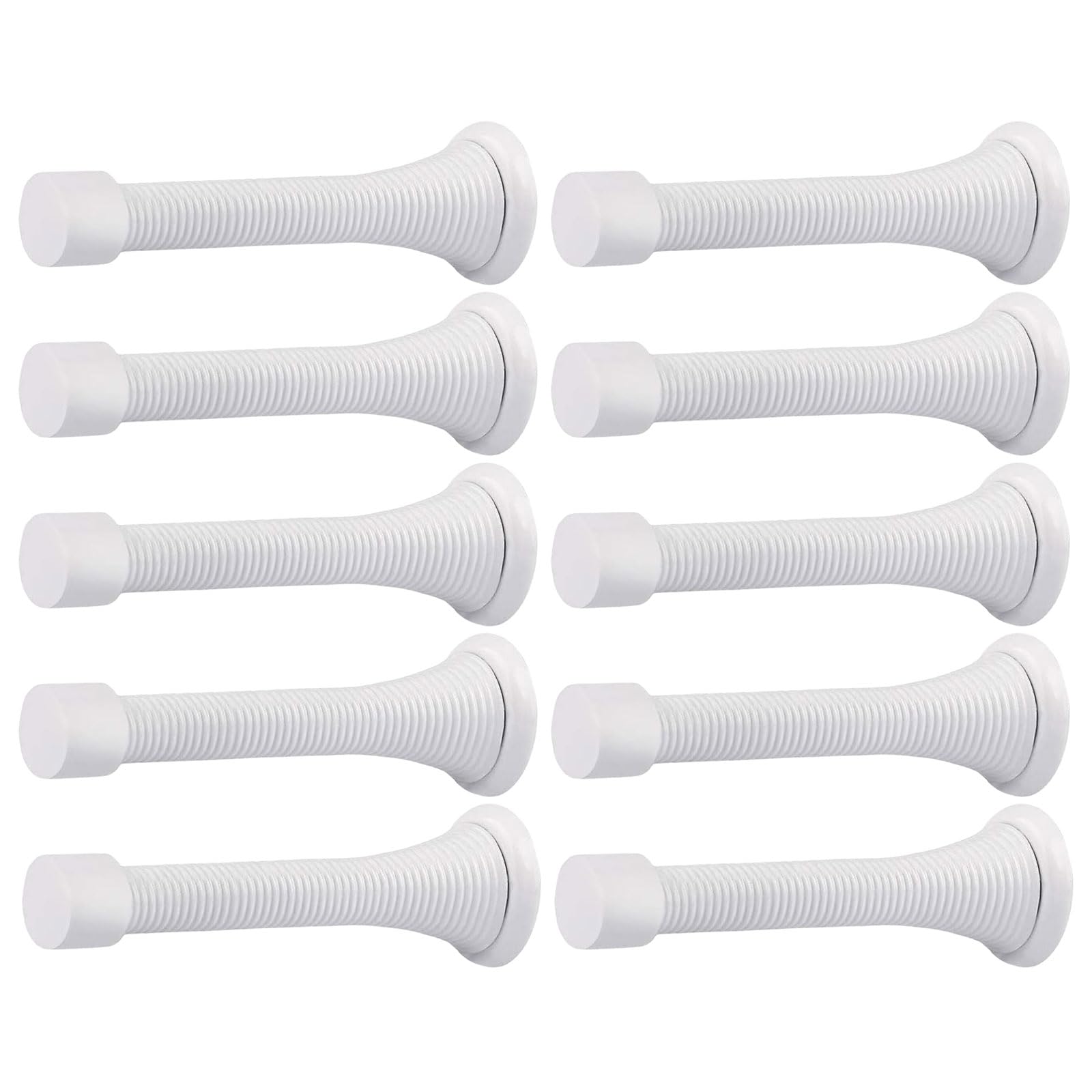 10Pcs Wall Mounted Spring Door Stoppers Flexible Spring Door Stops with Rubber Bumper Tip Wall Protector Bumper Protective Accessory