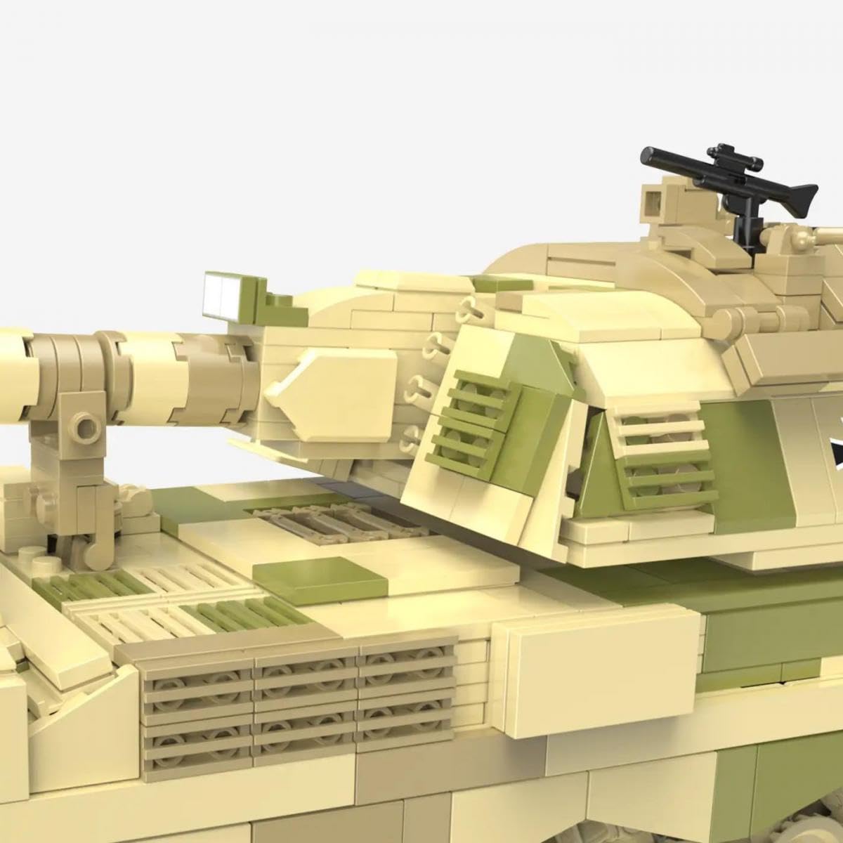 BlueBrixx Panzerhaubitze 2000 Wüstentarn, 1385 Teile, Displaymodell | Gefedertes Fahrwerk, Kettenstruktur, Luken und Turmheck, helle Farbgebung, 420 x 128 x 180 mm, ab 14 Jahren, 108944