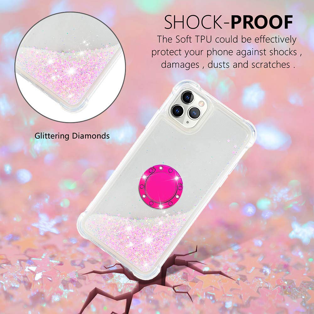 Compatible with iPhone 11 Pro Max Liquid Case, Bling Flowing Waterfall Liquid Phone Case Silicone Protection Case Glitter Scratch Case Anti Yellowing Bumper Cover Compatible with iPhone 11 Pro Max