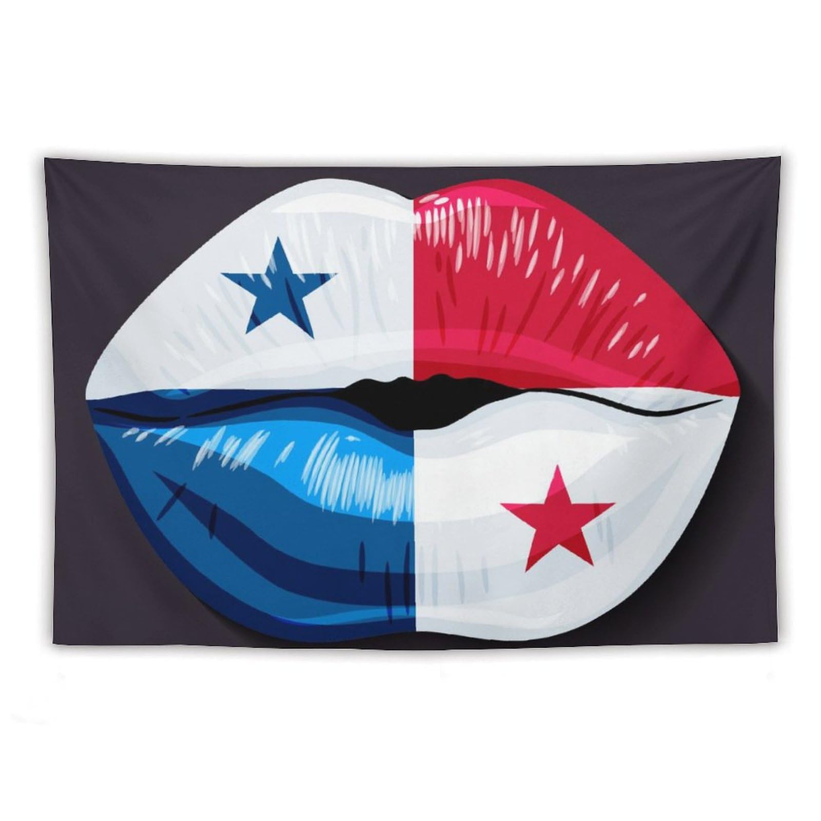 XingFox Panama Flag Lips Tapestry Wall Hanging, National Flag Art Wall Decoration Tapestry, For Bedroom Living Room Dorm Home Decoration, 40"x60"
