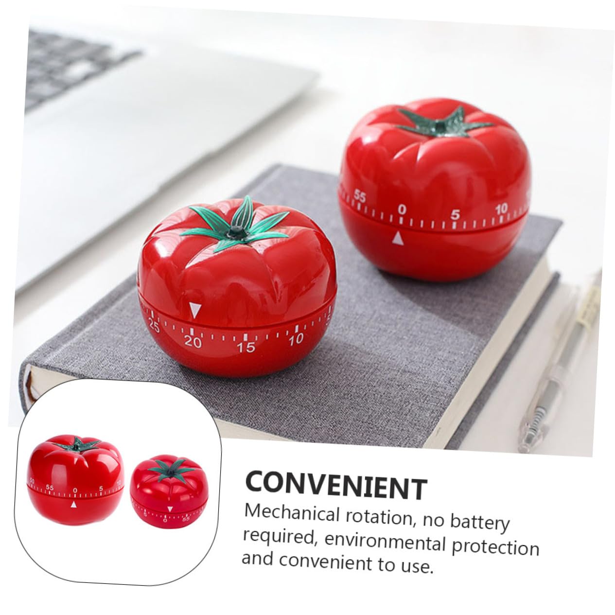 MAGICLULU Timer da Cucina Adorabile a Forma di Pomodori, Sveglia Meccanica in Pp Rosso, Set da 2 Pezzi, senza Batteria, per Cucina