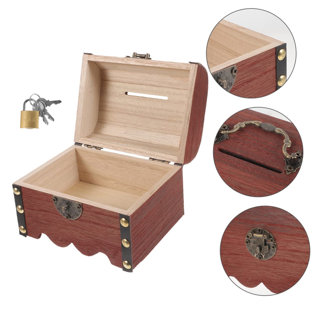 Cofre de Madera Cerradura para Niños, Hucha Vintage