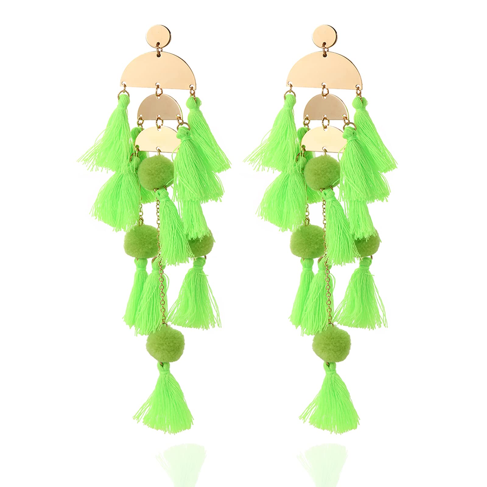 Long Tassel Earrings for Women Colorful Fringe Drop Dangle Earrings Bohemian Hawaiian Summer Beach Jewelry for Womens Vacation Outfits