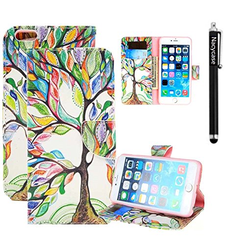 For Iphone 6s Plus,iphone 6s Plus Case Wallet,nacycase Beautiful Green [Tree and Leaf] [Magnetic] Style Pu Leather Case Wallet [Flap Closure] Folio Stand Cover for Iphone 6s Plus (5.5 