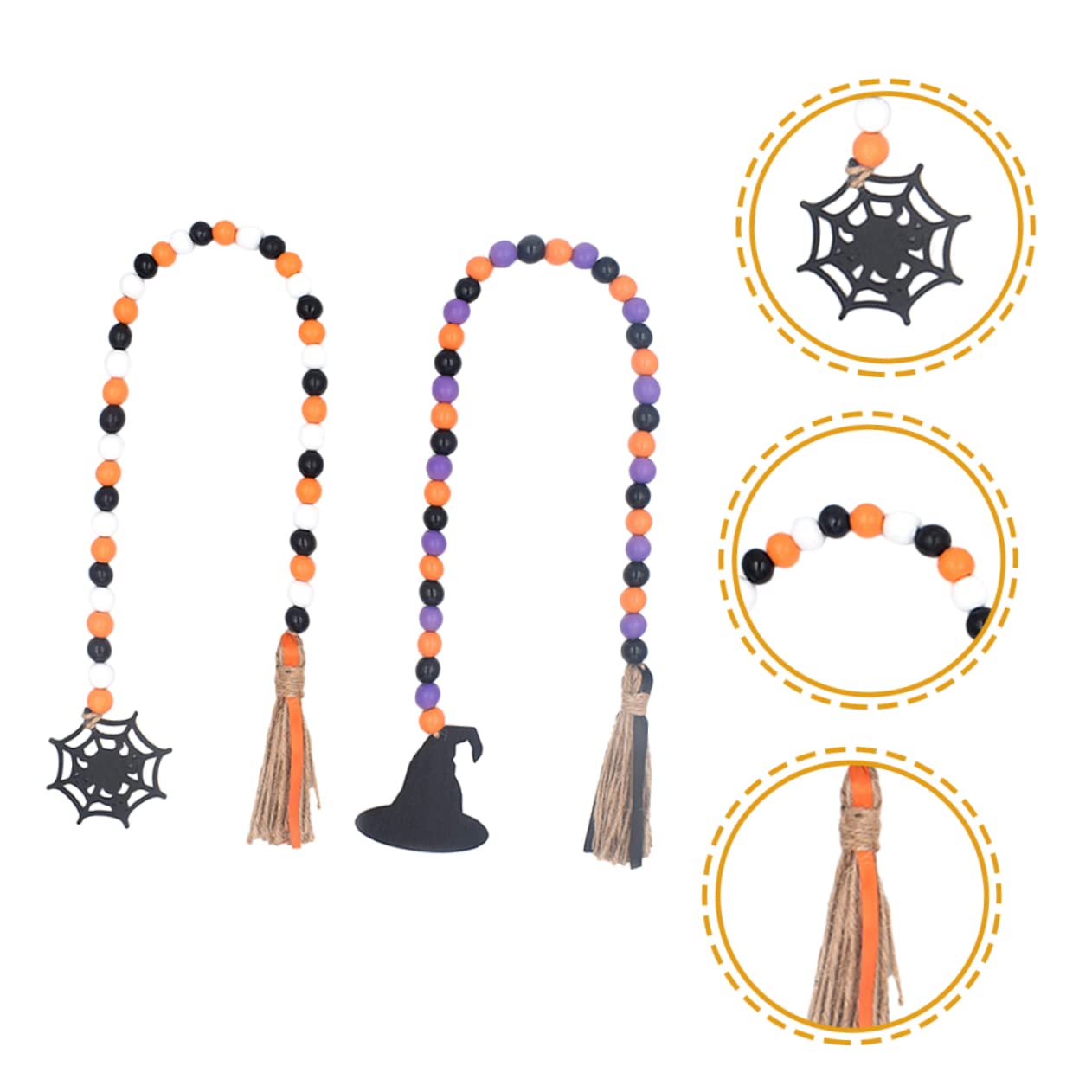 PRETYZOOM Lot De 3 Pompons Décoratifs en Bois pour Halloween Perles À Suspendre pour Décoration De Cuisine 2 Pièces X 3