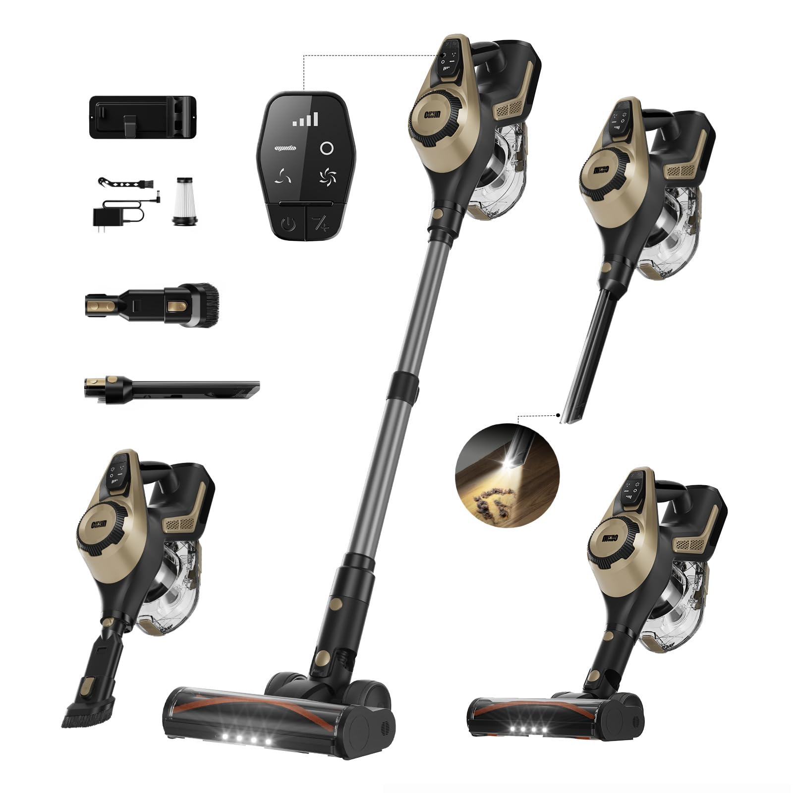 Cordless Vacuum Cleaner 30Kpa Home Stick Vacuum Smart Display 1 5L Dust Cup 55mins Max Runtime Rechargeable Lightweight