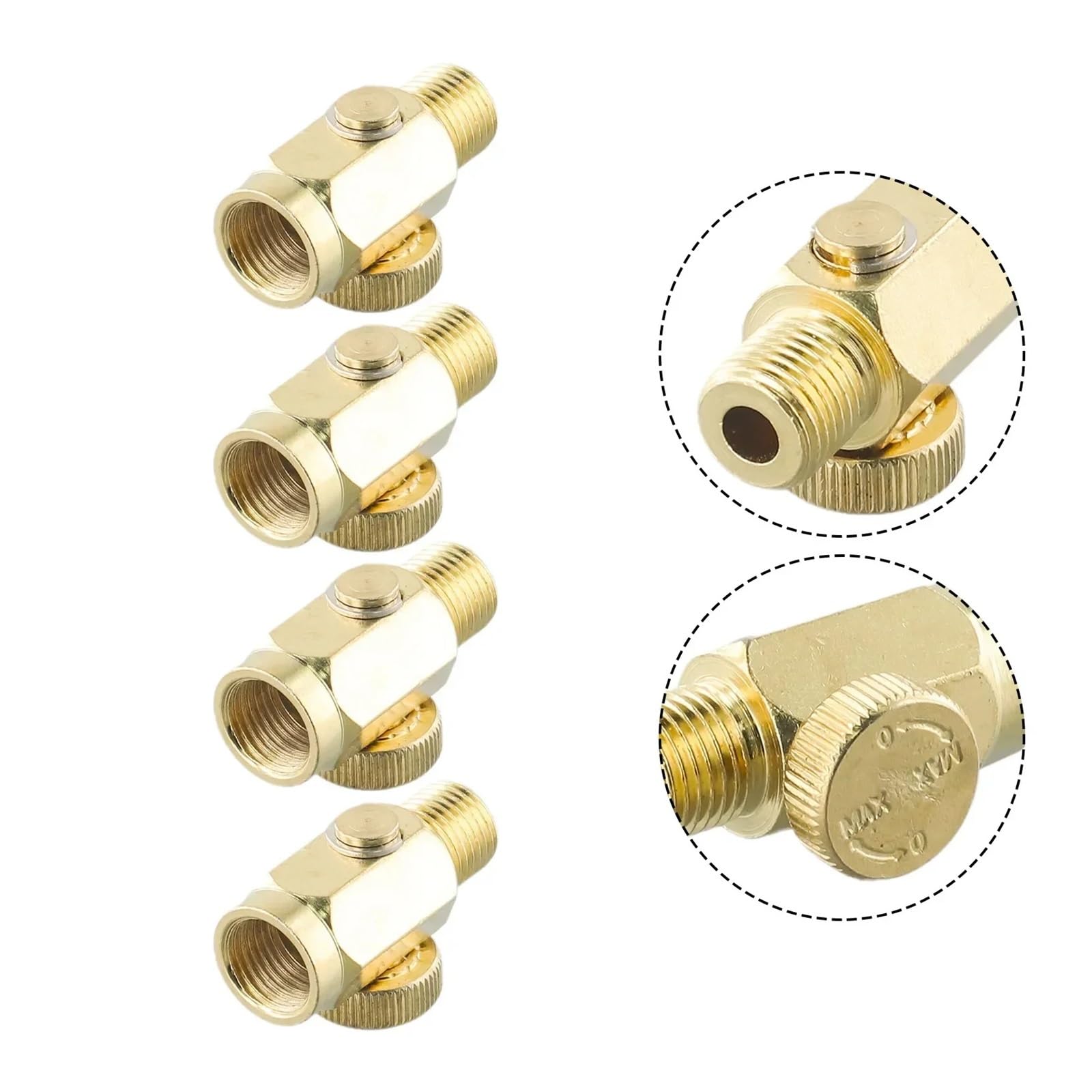 Valvola di regolazione della pressione dell'aria in linea in ottone massiccio da 4pacchi 1/4 NP*T Controllo compressa facilmente regolabile for utensili pneumatici