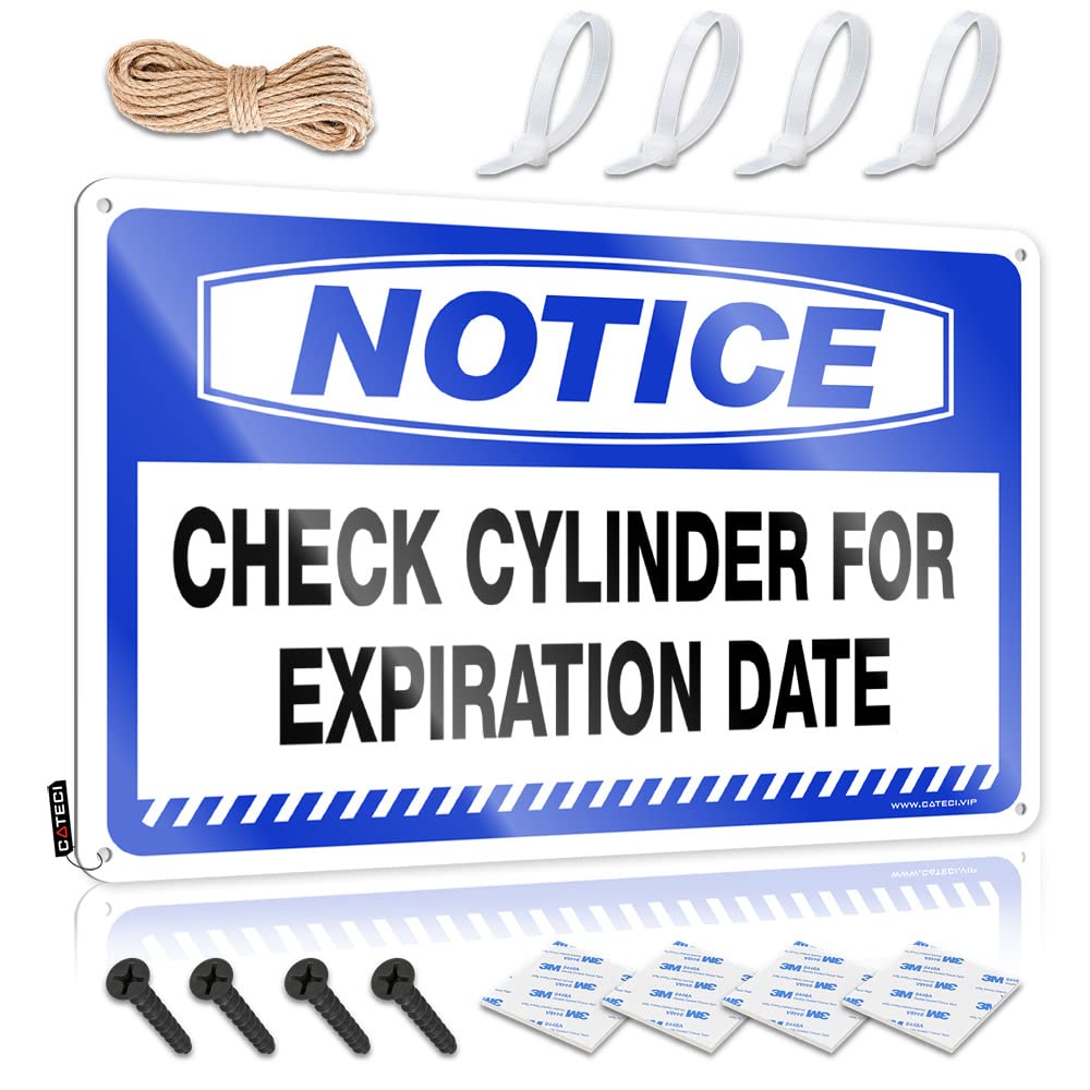 HELIOFORGE Things For Boys Room Notice Check Cylinder For Expiration Date Tin Sign Dorm Room Door Sign Metal Bar Decor(20X30CM)